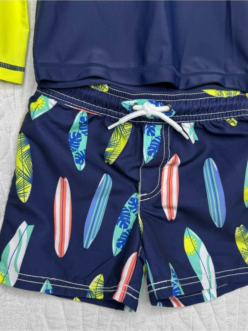 Carter's Neon Yellow & Navy 2-Piece Set with Mint Accent